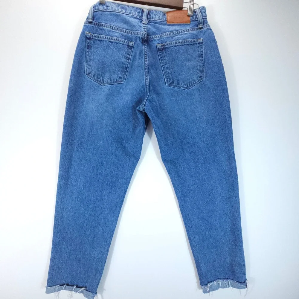 Lucky Brand Drew Mom Jeans Womens 6/28 Blue Vintage High Rise Raw Hem Straight - Picture 2 of 12